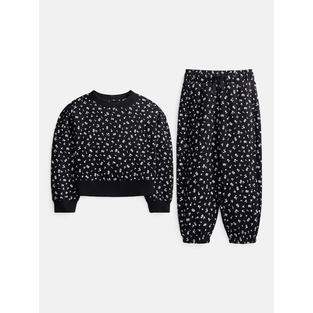 Wonder Nation Girls Fleece Sweatshirt and Jogger Sweatpant Set, 2 Piece Set, Sizes 4-18 & Plus