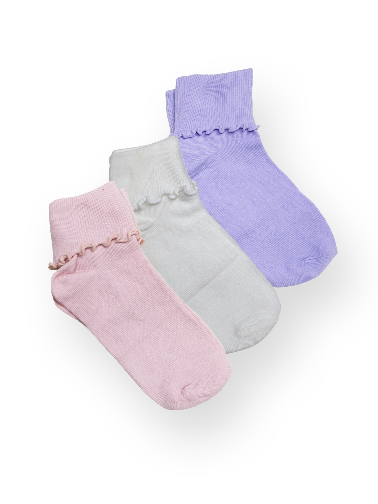 Wonder Nation Girls' Dress Ruffle Turn Cuff Socks, 3-Pack